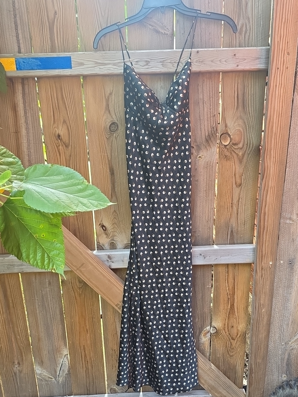 Black Printed Slip Dress with Spaghetti Straps